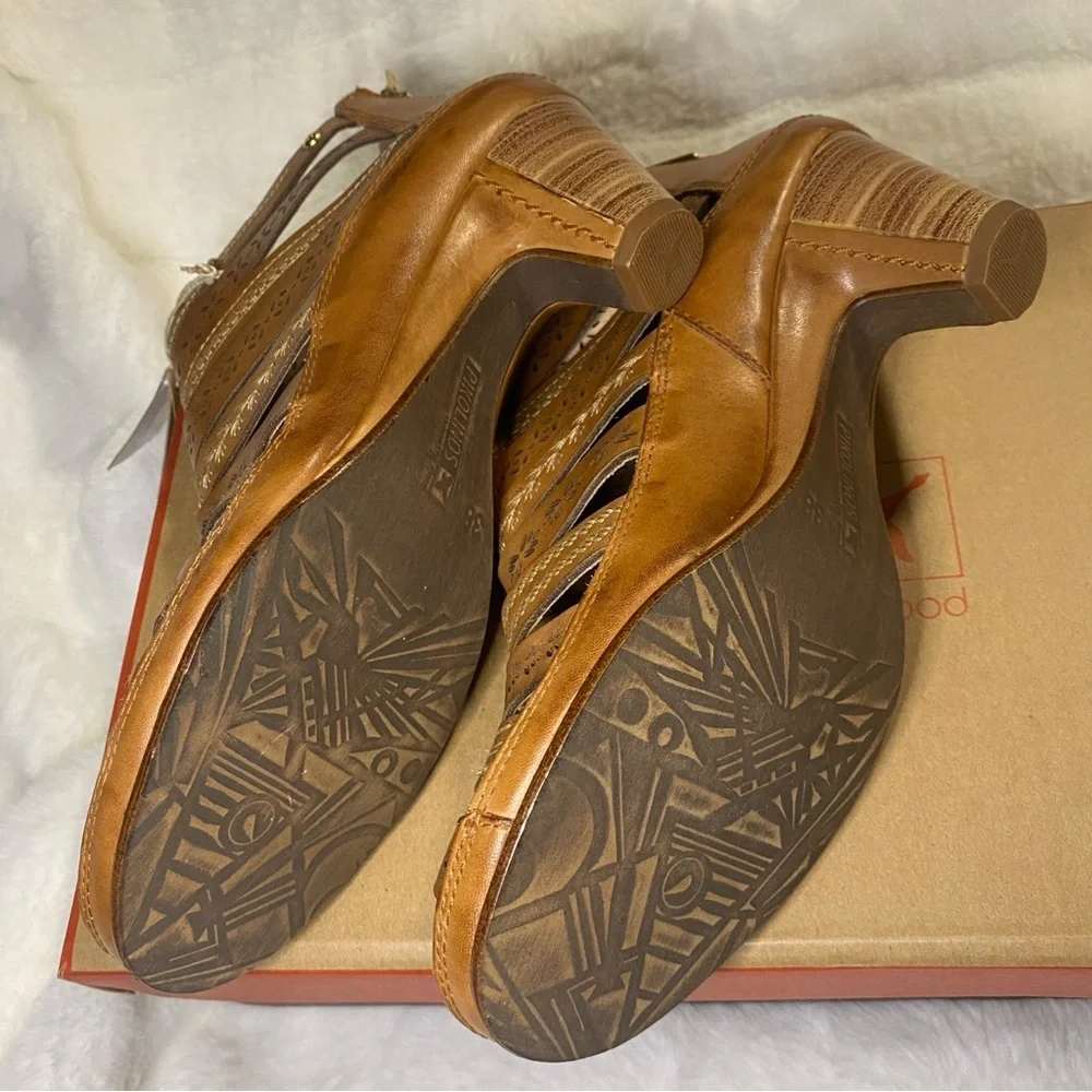 NIB Pikolinos Brandy Java Leather Heels Sandals in Color Farbe -Size 38